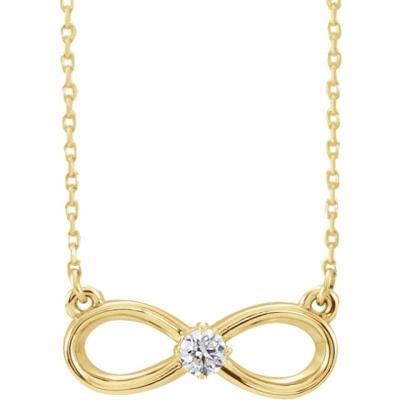14K Yellow Gold 1/10 CT Diamond Infinity-Inspired 16-18" Necklace 