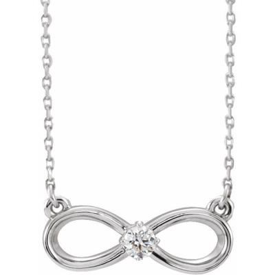 14K White 1/10 CT Diamond Infinity-Inspired 16-18" Necklace 