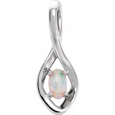 14K White Opal Freeform Pendant 