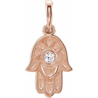 14K Rose .03 CTW Diamond Hamsa Pendant 