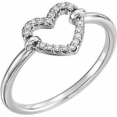 Ladies 14K White .08 CTW Diamond Heart Ring