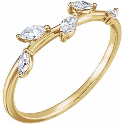 Ladies 14K Yellow Gold 1/3 CTW Diamond Leaf Ring