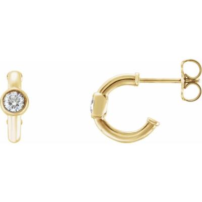 14K Yellow Gold 1/5 CTW Diamond Hoop Earrings