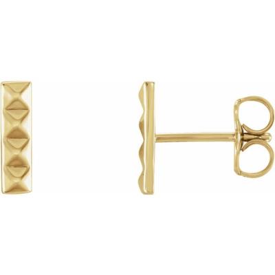 14K Yellow Gold Pyramid Bar Earrings