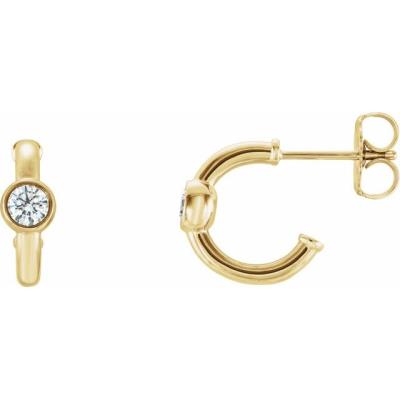 14K Yellow Gold 1/4 CTW Diamond Hoop Earrings