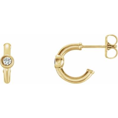 14K Yellow Gold 1/8 CTW Diamond Hoop Earrings