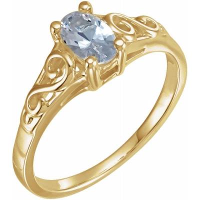14K Yellow April Youth Imitation Birthstone Ring