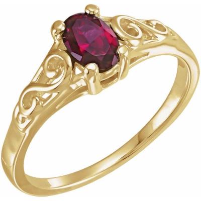 14K Yellow January Youth Imitation Birthstone Ring