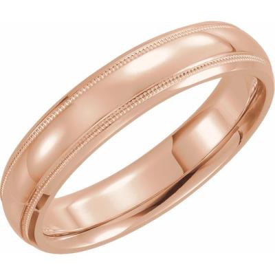 14K Rose 5 mm Half Round Band with Milgrain Size 8.5