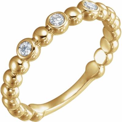 Ladies 14K Yellow Gold 1/8 CTW Diamond Beaded Ring