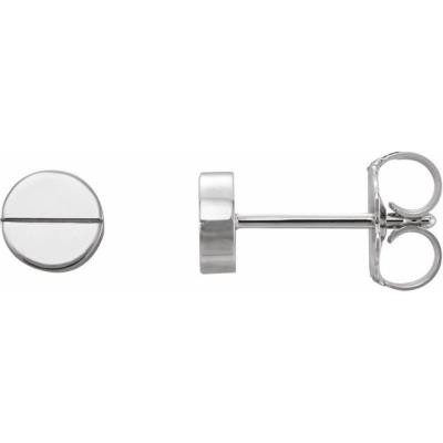 14K White Geometric Earrings with Backs