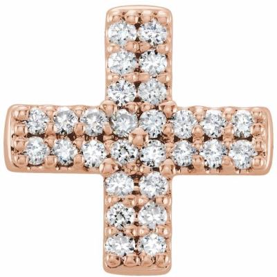 14K Rose .07 CTW Diamond Cross Pendant