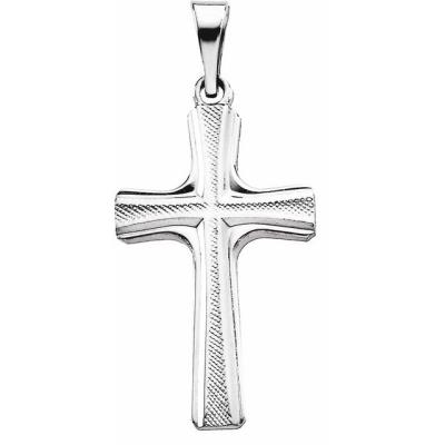 14K White 20x12 mm Cross Pendant 