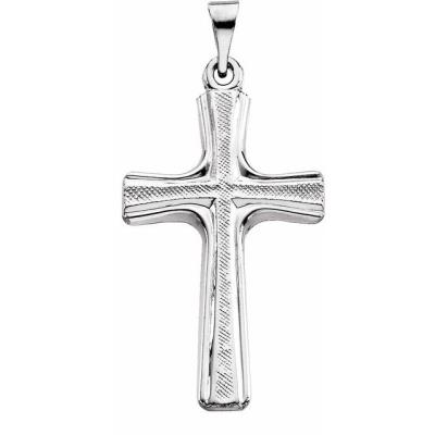 14K White 23x14.5 mm Cross Pendant 