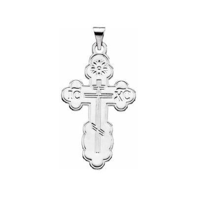 14K White 32x21 mm Orthodox Cross Pendant