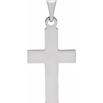 14K White 18x12 mm Cross Pendant