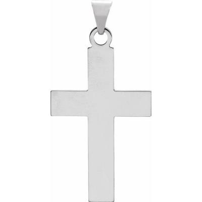14K White 28x18 mm Cross Pendant