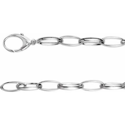 Ladies Sterling Silver 7.25 mm Oval Link 8" Chain
