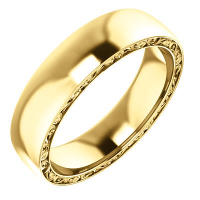 Mens 14K White 6 mm Sculptural Half Round Band Size 9