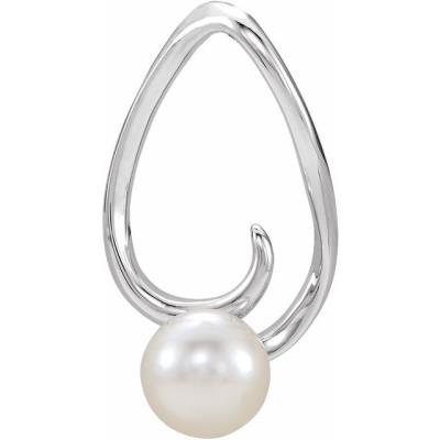 14K White Freshwater Cultured Pearl Freeform Pendant