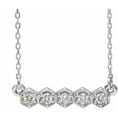 14K White 1/5 CTW Diamond Bar 16-18" Necklace 