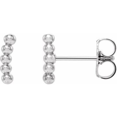 Sterling Silver 8.3x1.9 mm Curved Beaded Earrings
