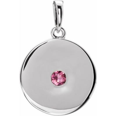 14K White Tourmaline Disc Pendant