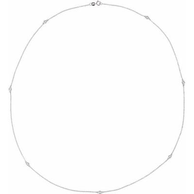 Ladies Sterling Silver 1/3 CTW Diamond 7-Station 24" Necklace
