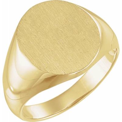 Mens 10K Yellow Gold 14x12 mm Oval Signet Ring
