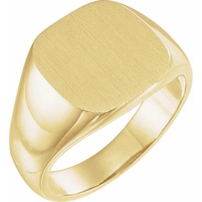 Mens 10K Yellow Gold 14 mm Square Signet Ring