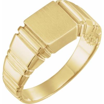 Mens 14K Yellow 9 mm Square Signet Ring