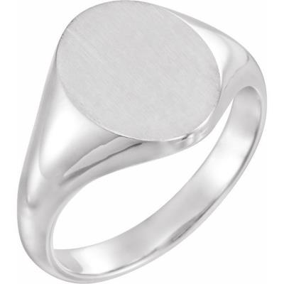 Sterling Silver 11x9.5 mm Oval Signet Ring