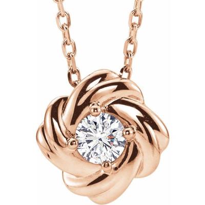 14K Rose 1/6 CTW Diamond Knot 16-18" Necklace