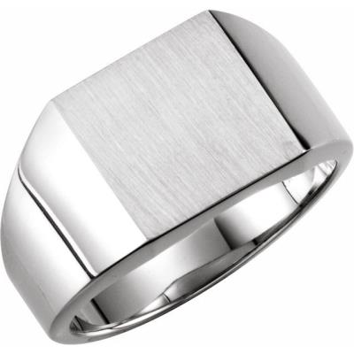 Mens Sterling Silver 14 mm Square Signet Ring