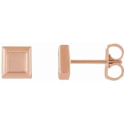 14K Rose Square Petite Earrings 