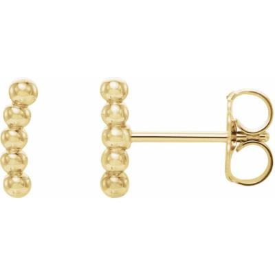 14K Yellow Gold 8.3x1.9 mm Curved Beaded Earrings