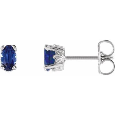 Ladies 14K White Chatham® Created Blue Sapphire Earrings