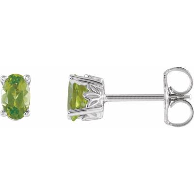 Ladies 14K White Peridot Earrings