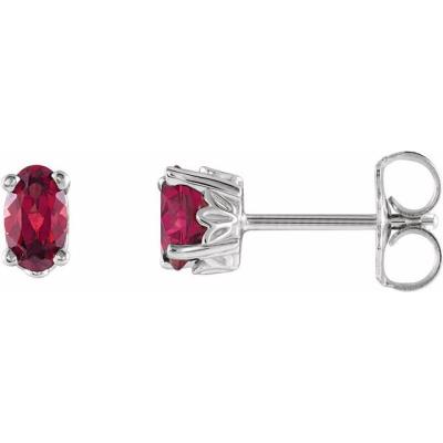 Ladies 14K White Mozambique Garnet Earrings
