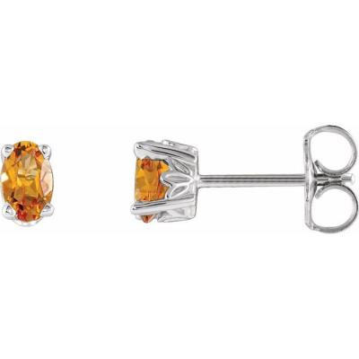 Ladies 14K White Citrine Earrings