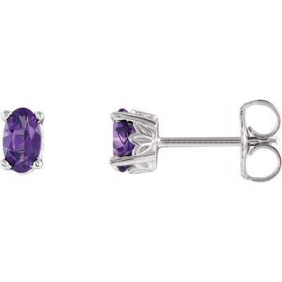 Ladies 14K White Amethyst Earrings