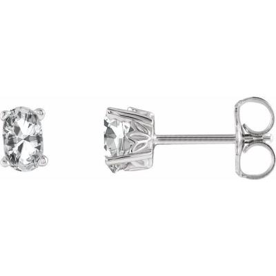 Ladies 14K White Sapphire Earrings