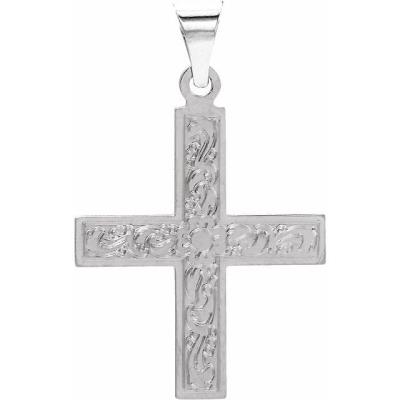 14K White 15.5x14 mm Greek Cross Pendant