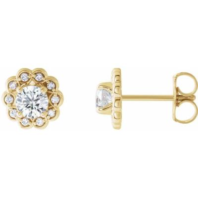 14K Yellow Gold 5/8 CTW Diamond Halo-Style Earrings  