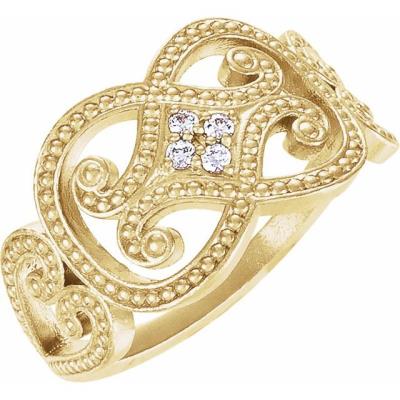 14K Yellow Gold .05 CTW Diamond Granulated Ring