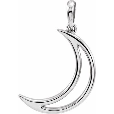 Sterling Silver 25.7x4.7 mm Crescent Moon Pendant