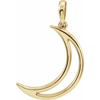14K Yellow Gold 25.7x4.7 mm Crescent Moon Pendant