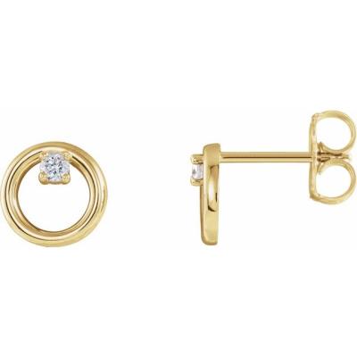 14K Yellow Gold .06 CTW Diamond Circle Earrings 