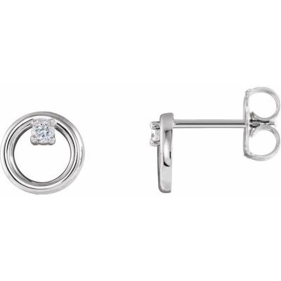 14K White .06 CTW Diamond Circle Earrings 