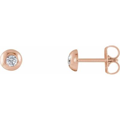 14K Rose 1/8 CTW Diamond Domed Stud Earrings 